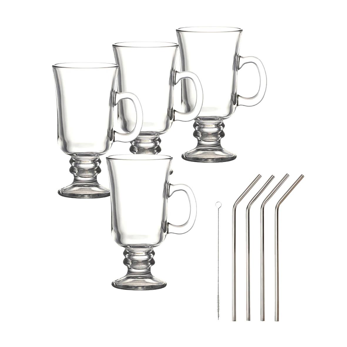 Irish coffeeset Dorre Iona 4 Glas + 4 Sugrör i Rostfritt Stål 88036073_1