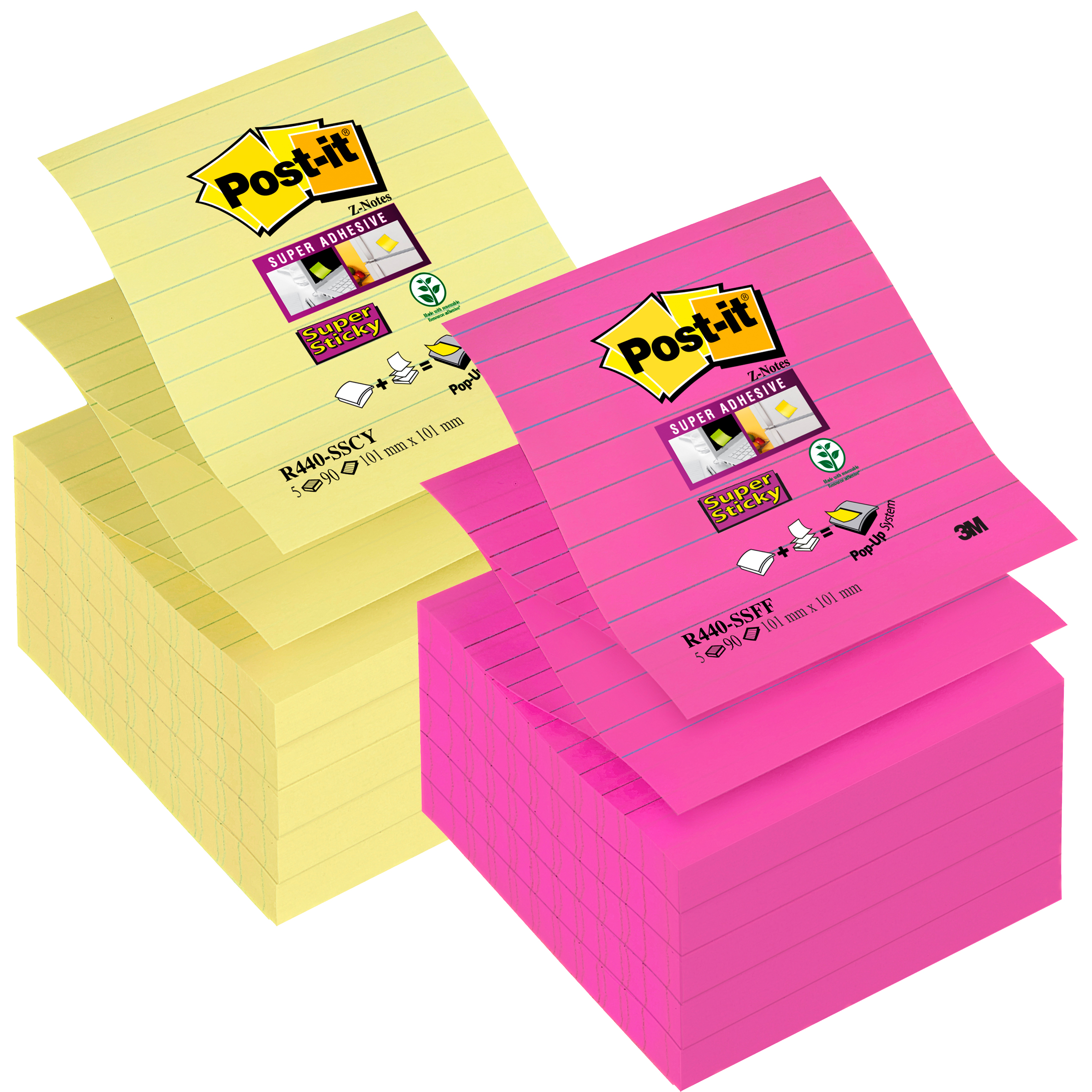Notisar Post-it Super Sticky Z-block linjerat Canary Yellow 101x101mm 10110252_2